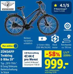 Lidl ZÜNDAPP Trekking E-Bike 28" Angebot