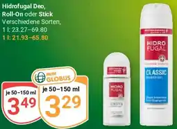 Globus Hidrofugal Deo, Roll-On oder Stick Angebot