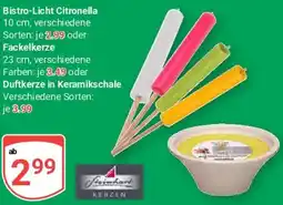 Globus Bistro-Licht Citronella oder Fackelkerze Angebot