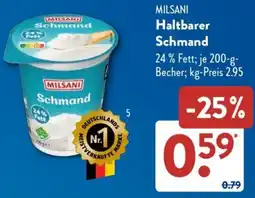 Aldi Süd MILSANI Haltbarer Schmand Angebot