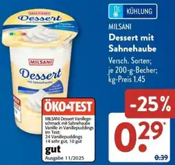 Aldi Süd MILSANI Dessert mit Sahnehaube Angebot