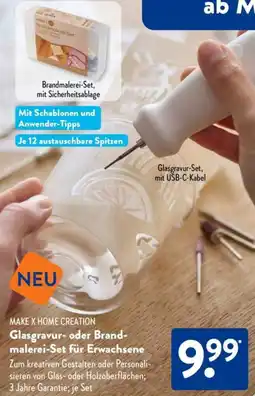 Aldi Süd MAKE X HOME CREATION Glasgravur- oder Brandmalerei-Set für Erwachsene Angebot