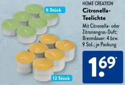 Aldi Süd HOME CREATION Citronella Teelichte Angebot