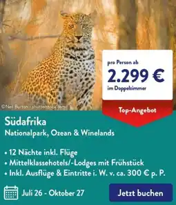 Aldi Süd Südafrika Nationalpark, Ozean & Winelands Angebot