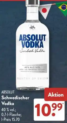 Aldi Süd ABSOLUT Schwedischer Vodka Angebot