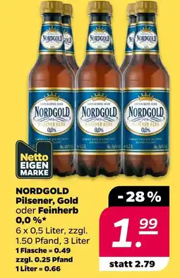 NETTO Nordgold pilsener, gold oder feinherb 0,0 % Angebot