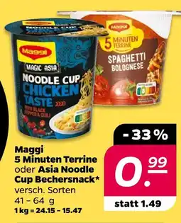 NETTO Maggi 5 minuten terrine oder asia noodle cup bechersnack Angebot