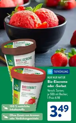 Aldi Süd NUR NUR NATUR Bio-Eiscreme oder Sorbet Angebot