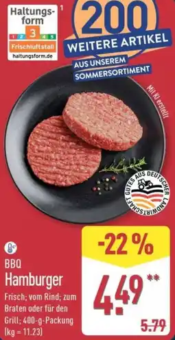 Aldi Nord BBQ Hamburger Angebot