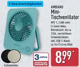Aldi Nord AMBIANO Mini Tischventilator Angebot