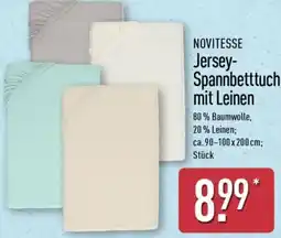 Aldi Nord NOVITESSE Jersey Spannbetttuch mit Leinen Angebot