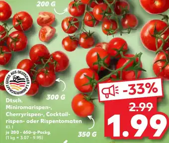 Kaufland Dtsch. Miniromarispen-, Cherryrispen-, Cocktailrispen- oder Rispentomaten Angebot