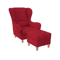 Netto Marken-Discount Supellex Sofia Ohrensessel mit Hocker Design Vienna Rot? Angebot
