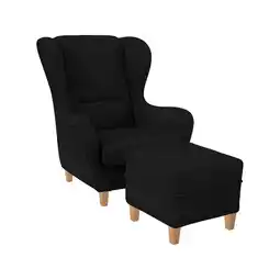 Netto Marken-Discount Supellex Sofia Ohrensessel mit Hocker Design Vienna Schwarz? Angebot