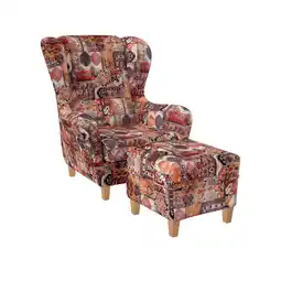 Netto Marken-Discount Supellex Sofia Ohrensessel mit Hocker Samt-Velours Orient Terra? Angebot