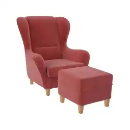 Netto Marken-Discount Supellex Sofia Ohrensessel mit Hocker Design Samt Altrosa? Angebot