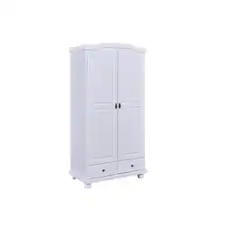 Netto Marken-Discount Inter Link Bauernschrank Reutte 2 Türen und Schubladen Kiefer Massivholz weiss lackiert Angebot
