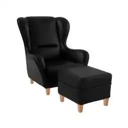 Netto Marken-Discount Supellex Sofia Ohrensessel mit Hocker Design Kunstleder Milano Schwarz? Angebot