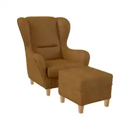 Netto Marken-Discount Supellex Sofia Ohrensessel mit Hocker Design Milano Kunstleder Ockerbraun? Angebot
