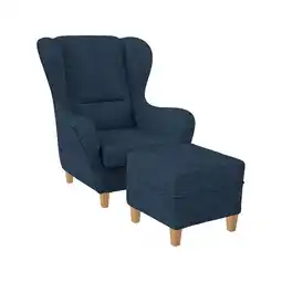Netto Marken-Discount Supellex Sofia Ohrensessel mit Hocker Design Vienna Dunkelblau? Angebot