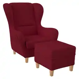 Netto Marken-Discount Supellex Sofia Ohrensessel mit Hocker Design Vienna Rubin-Rot? Angebot