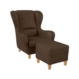Netto Marken-Discount Sofia Ohrensessel mit Hocker Design Kunstleder Nougatbraun? Angebot