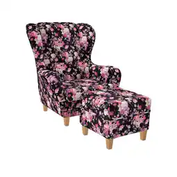 Netto Marken-Discount Supellex Sofia Ohrensessel mit Hocker Patchwork, Samt-Velours, Rosen? Angebot