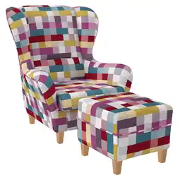 Netto Marken-Discount Supellex Sofia Ohrensessel mit Hocker Design Patchwork kariert bunt? Angebot