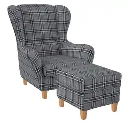 Netto Marken-Discount Supellex Sofia Ohrensessel mit Hocker Design Oxford Grau? Angebot