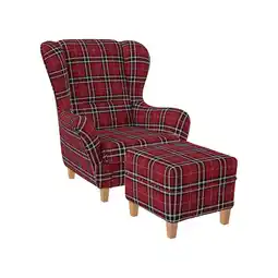 Netto Marken-Discount Supellex Sofia Ohrensessel mit Hocker Design Oxford kariert Rot? Angebot