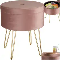 Netto Marken-Discount tectake Sitzhocker mit Stauraum, rund, gepolstert, in Samtoptik Angebot