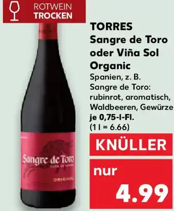 Kaufland TORRES Sangre de Toro oder Viña Sol Organic Angebot