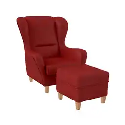 Netto Marken-Discount Supellex Sofia Ohrensessel mit Hocker Design Kunstleder Milano Rot? Angebot