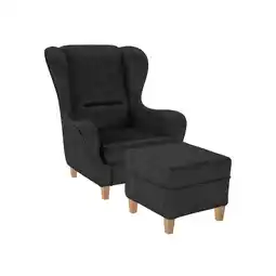 Netto Marken-Discount Supellex Sofia Ohrensessel mit Hocker Design Kunstleder Texas Anthrazit? Angebot