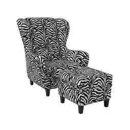 Netto Marken-Discount Supellex Sofia Ohrensessel mit Hocker Design Tierfellimitat Zebra? Angebot