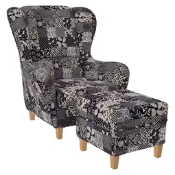 Netto Marken-Discount Supellex Ohrensessel mit Hocker Design Flora Schwarz Beige? Angebot
