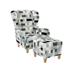 Netto Marken-Discount Supellex Sofia Ohrensessel mit Hocker Design Patchwork grau? Angebot