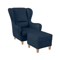 Netto Marken-Discount Supellex Sofia Ohrensessel mit Hocker Design Kunstleder Milano Blau? Angebot