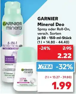 Kaufland GARNIER Mineral Deo Spray oder Roll-On Angebot
