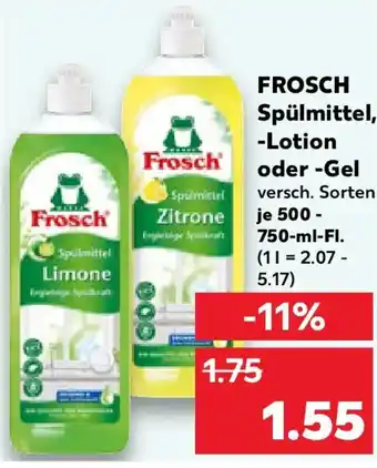Kaufland FROSCH Spülmittel, -Lotion oder -Gel Angebot