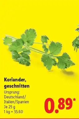 Lidl Koriander, geschnitten Angebot