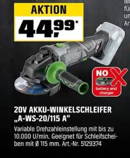 OBI LUX TOOLS 20V AKKU-WINKELSCHLEIFER ,,A-WS-20/115 A" Angebot