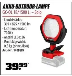 OBI Einhell AKKU-OUTDOOR-LAMPE GC-OL 18/1500 Li - Solo Angebot
