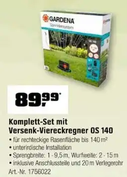OBI GARDENA Komplett-Set mit Versenk-Viereckregner OS 140 Angebot