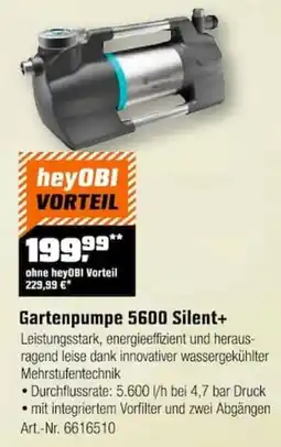 OBI Gardena Gartenpumpe 5600 Silent+ Angebot