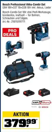 OBI Bosch Professional Akku-Combi-Set GBH 18V+GST 18+GSB 18V inkl. Akkus, Lader Angebot