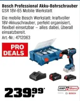 OBI Bosch Professional Akku-Bohrschrauber GSR 18V-65 Mobile Werkstatt Angebot