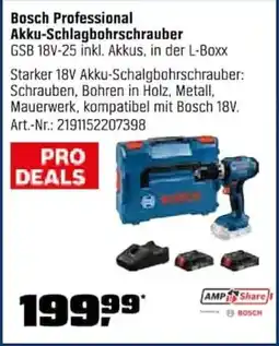 OBI Bosch Professional Akku-Schlagbohrschrauber GSB 18V-25 inkl. Akkus, in der L-Boxx Angebot