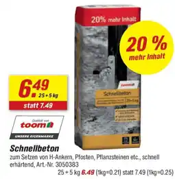 toom Baumarkt Schnellbeton Angebot