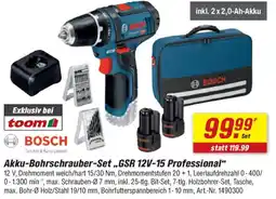 toom Baumarkt BOSCH Akku-Bohrschrauber-Set,,GSR 12V-15 Professional" Angebot